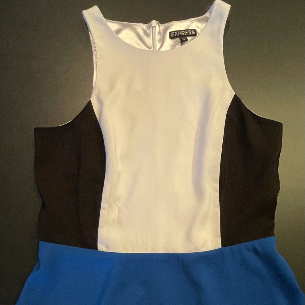 Express Peplum Top Blue black White Sz M.